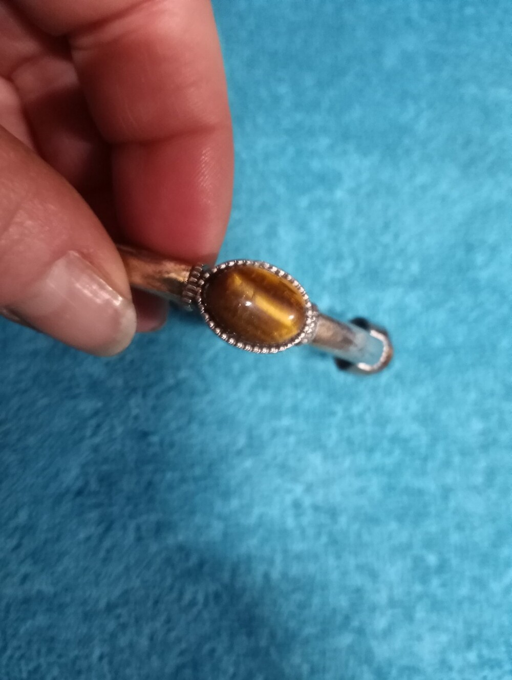 Silver Tiger's Eye Stretch Bracelet - Brown Gemstone